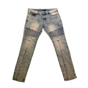 Hustle Jeans Skinny Super Stretch Acid Wash Men's Size‎ 34x29 Moto Denims